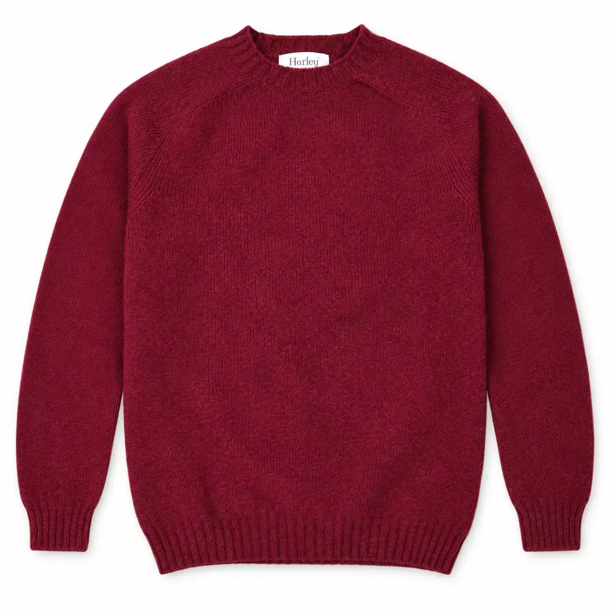 Harley of Scotland Brushed Wool Pullover Herren Maroon